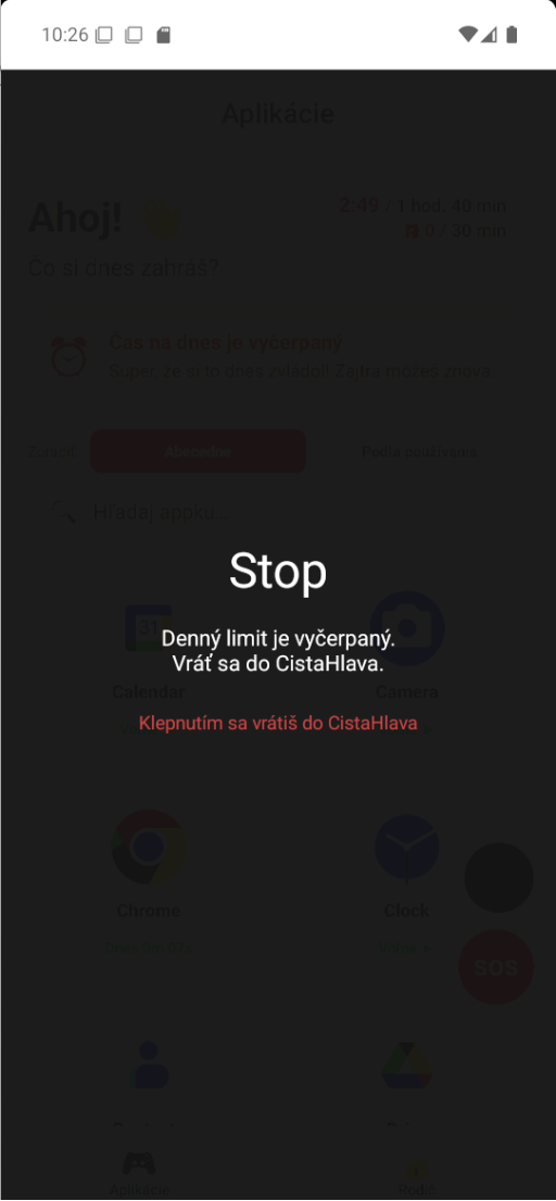 Blokovaná obrazovka – limit