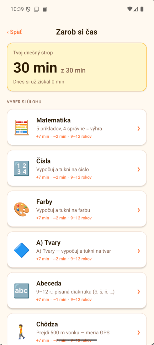 Výber úlohy