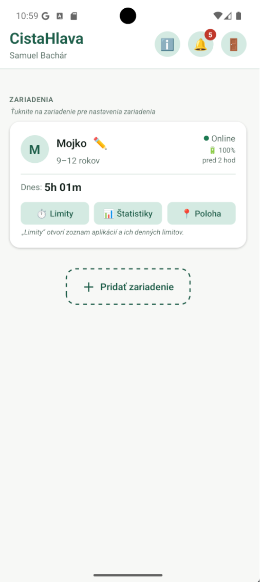 Rodičovský dashboard