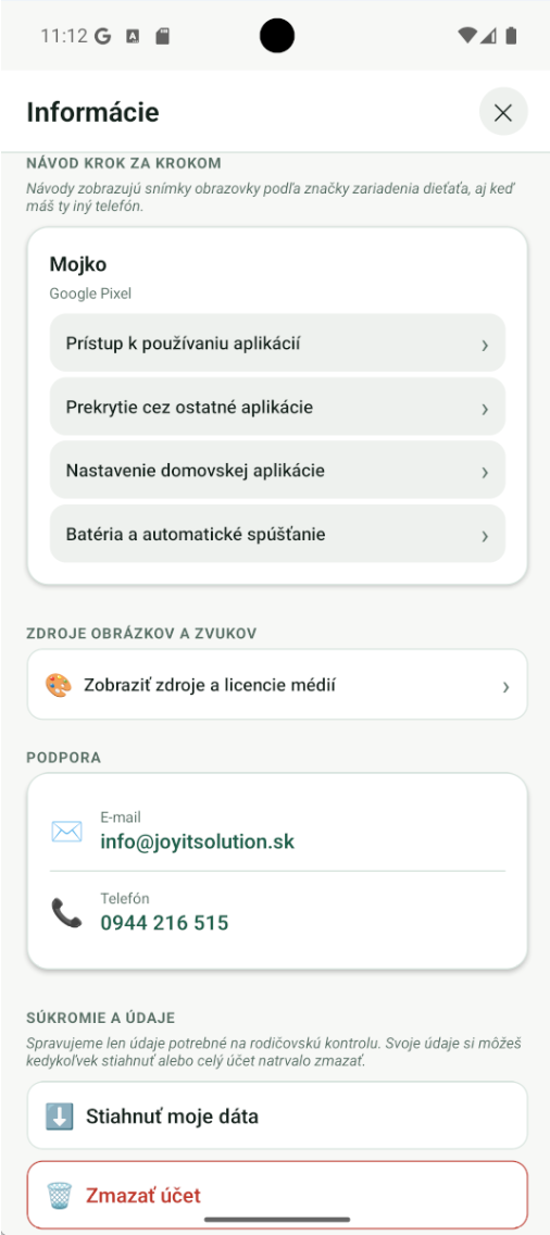 Informácie o dieťati