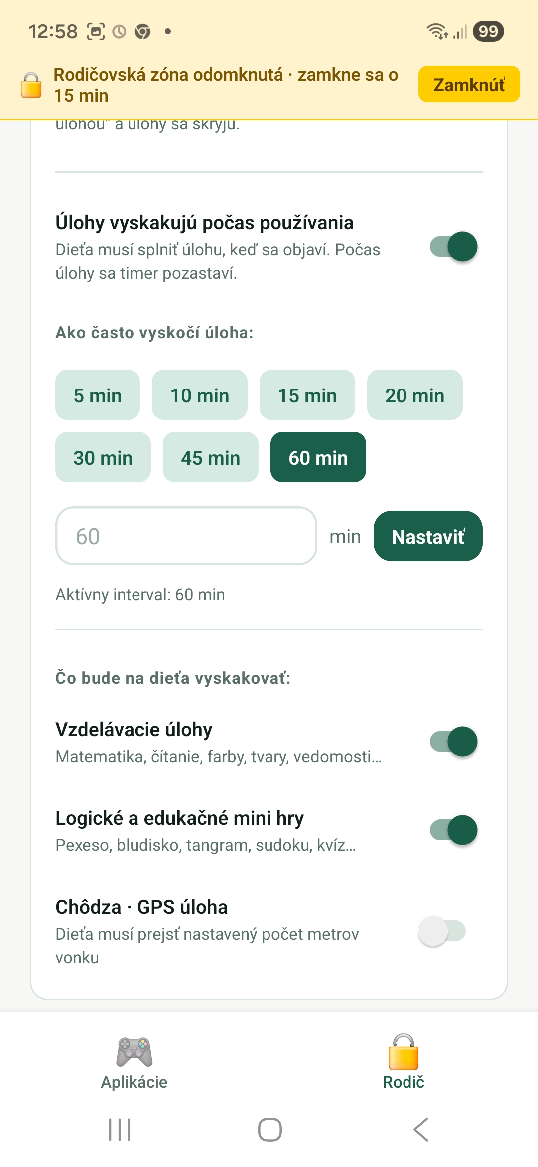 Nastavenie druhov úloh