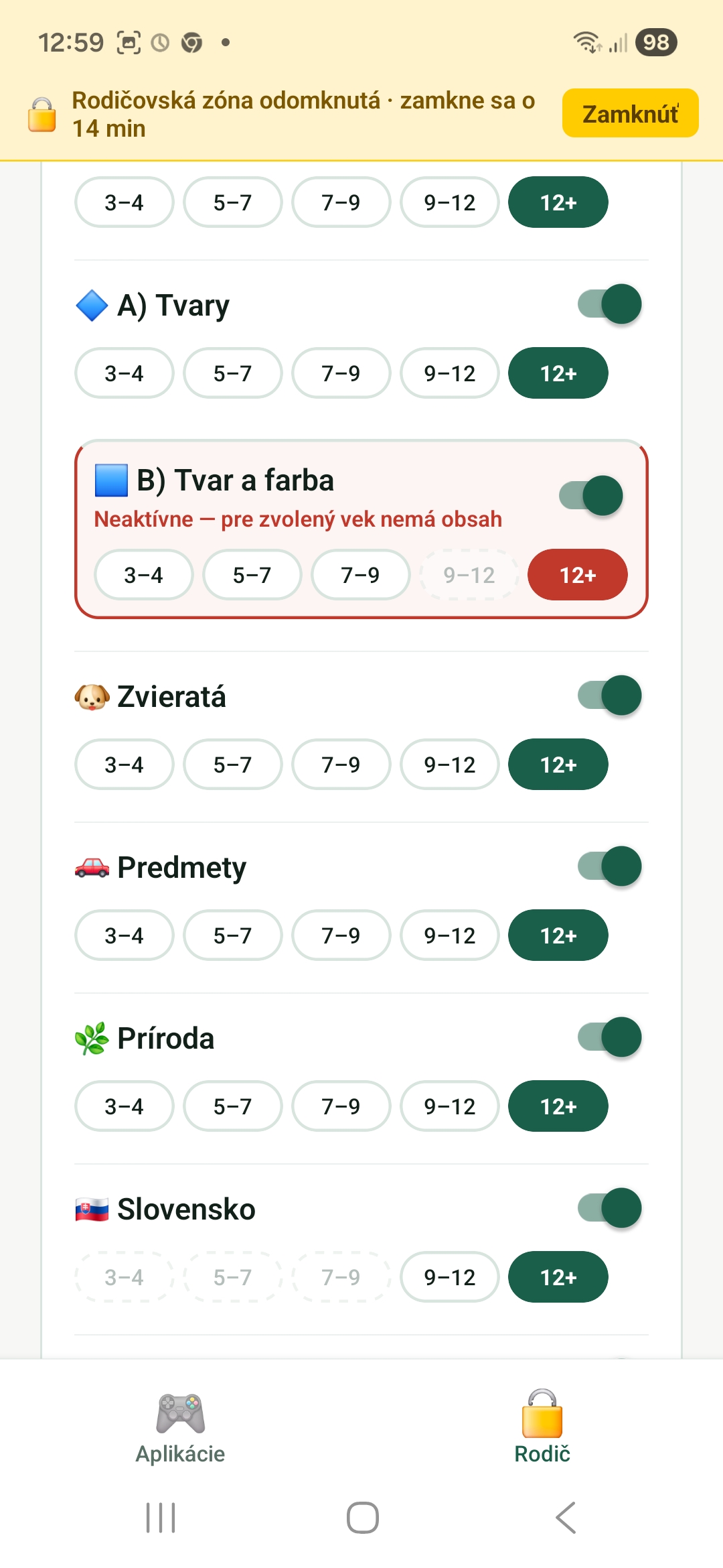 Zapínanie vzdelávacích úloh 2
