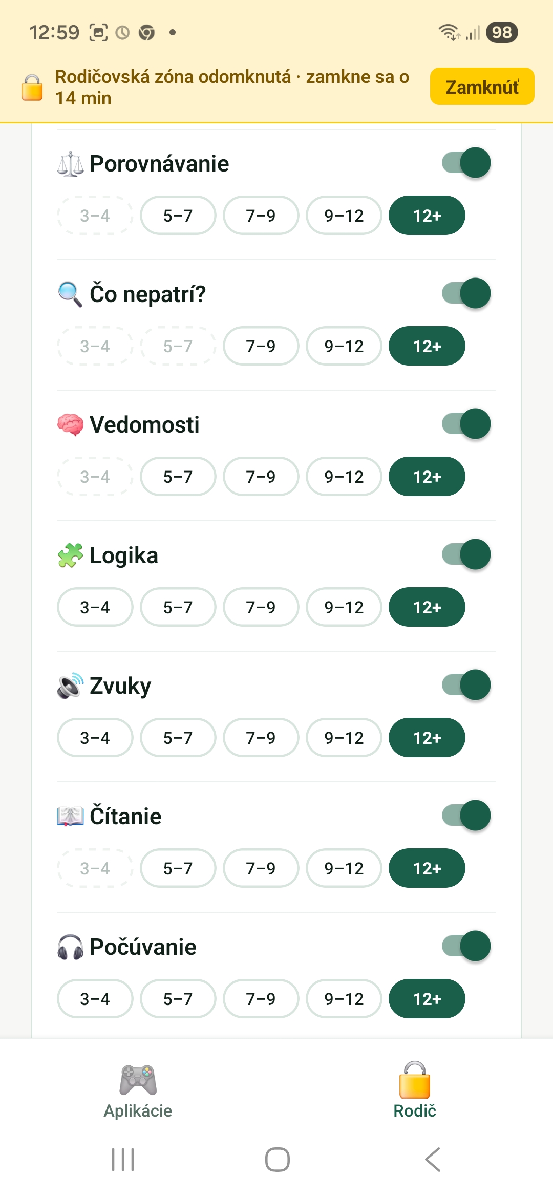 Zapínanie vzdelávacích úloh 3