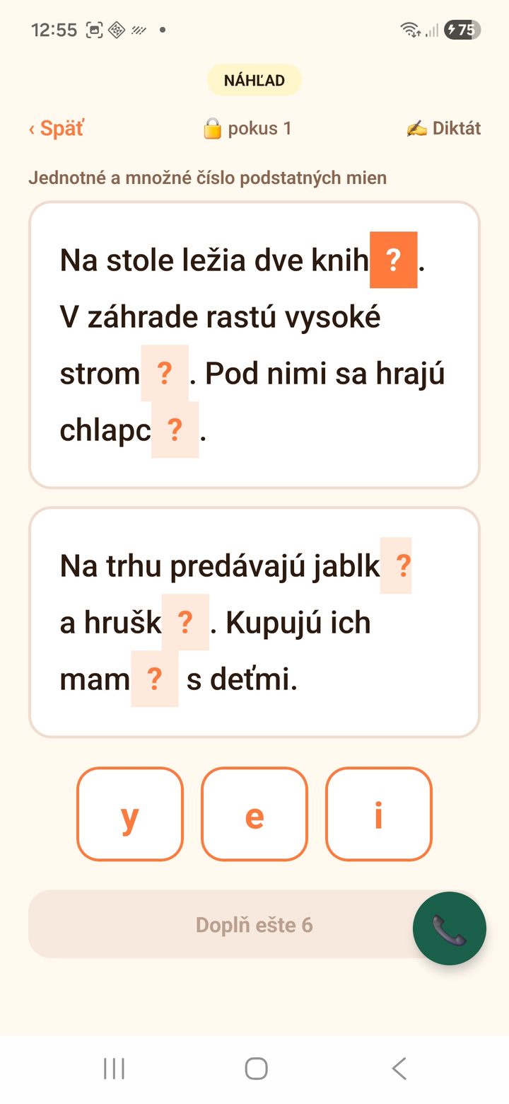 Diktát – 4. ročník – jednotné a množné číslo podstatných mien