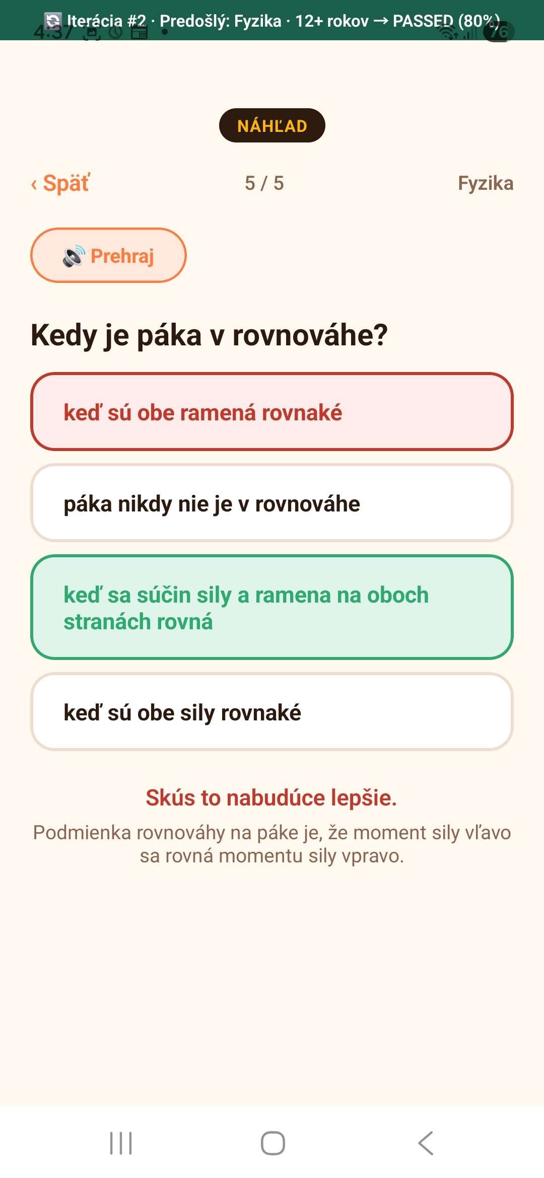 Fyzika 12+ — kedy je páka v rovnováhe