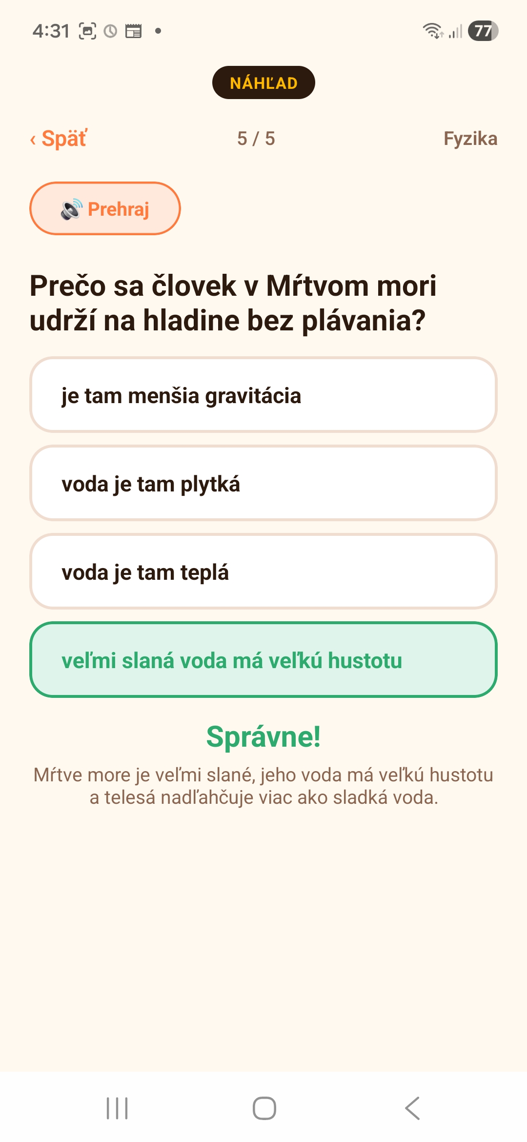 Fyzika 9-12 — prečo sa človek udrží v Mŕtvom mori