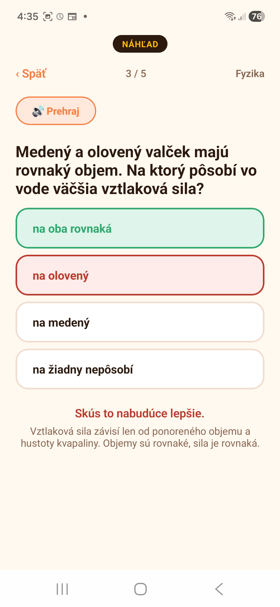 Fyzika 9-12 — vztlaková sila na valčeky